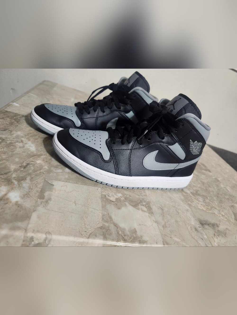 Nike Air Jordan 1 Mid Black & Gray Sneakers
